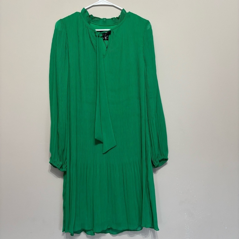 DKNY Vibrant Green Long Sleeve Dress‎